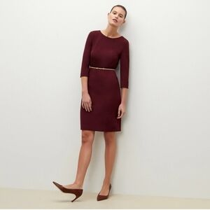 MM. LAFLEUR ETSUKO WINE COLOR 3/4 SLEEVES DRESS WOMENS SIZE 6